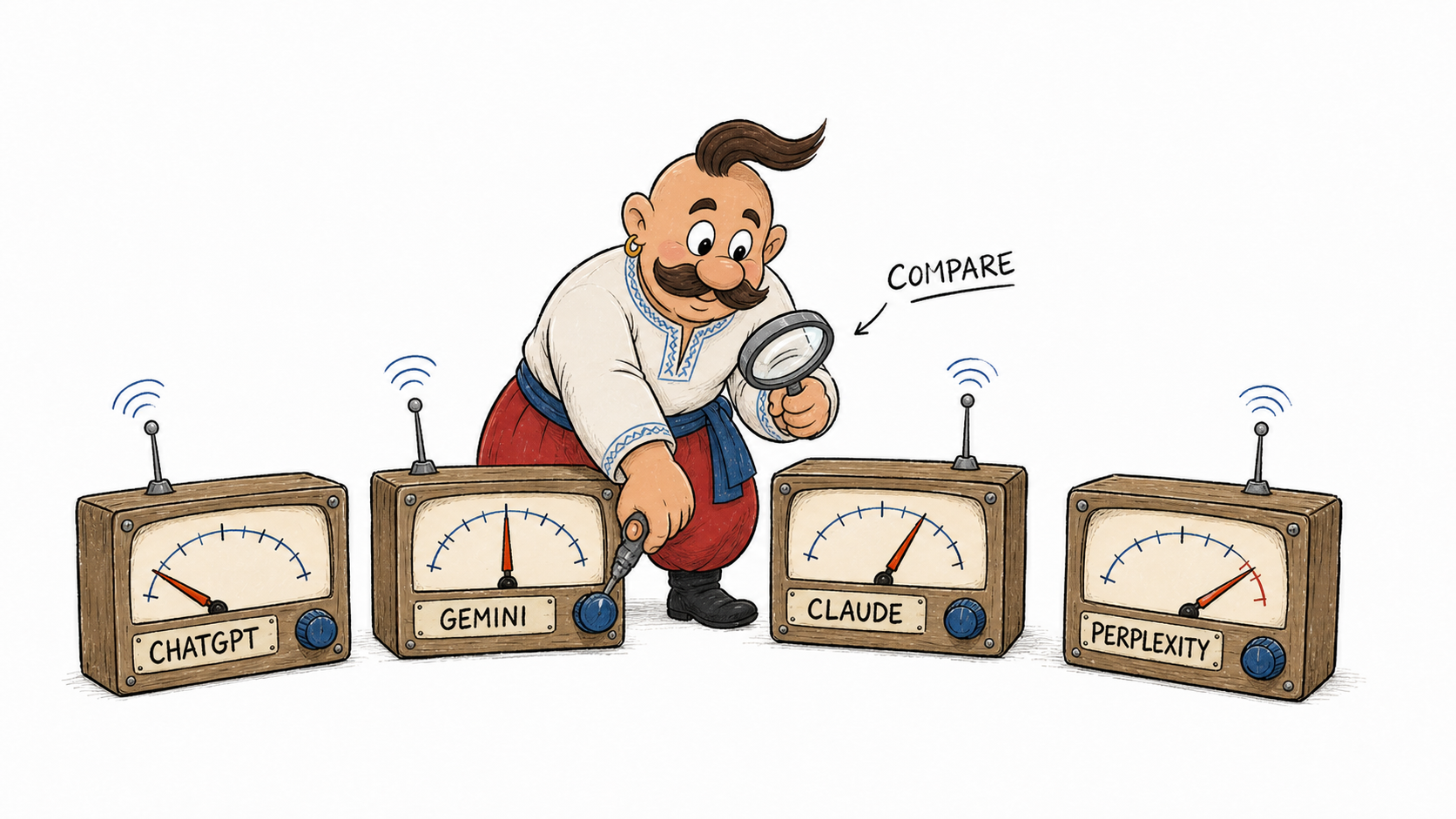 Kozak tunes and compares signals from ChatGPT, Gemini, Claude, and Perplexity