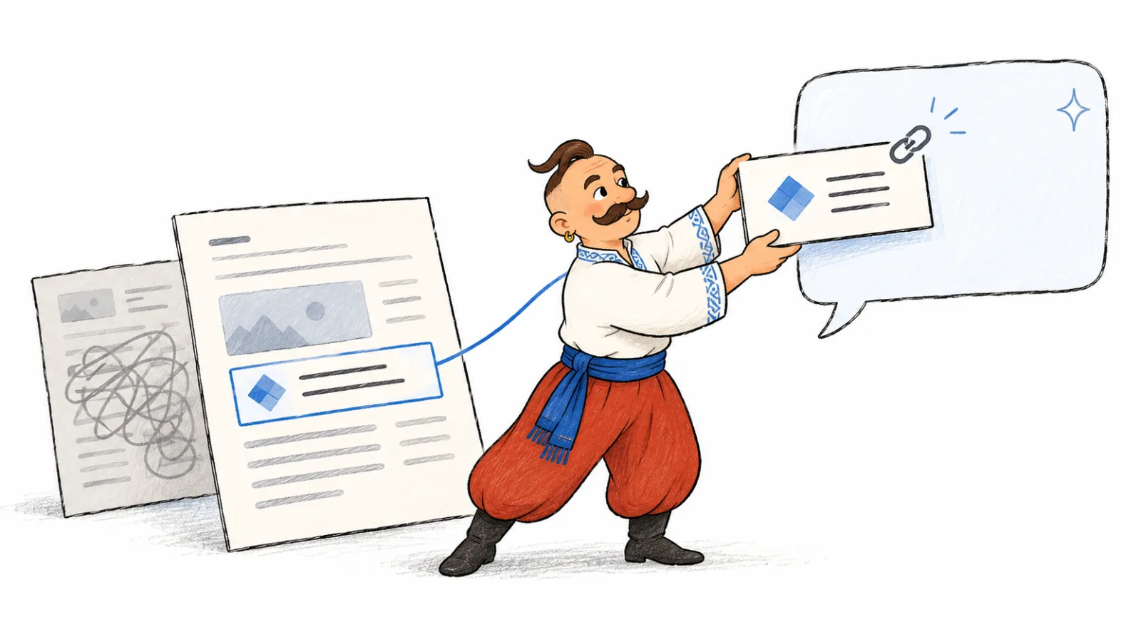A Kozak matches a page answer to the visitor's question