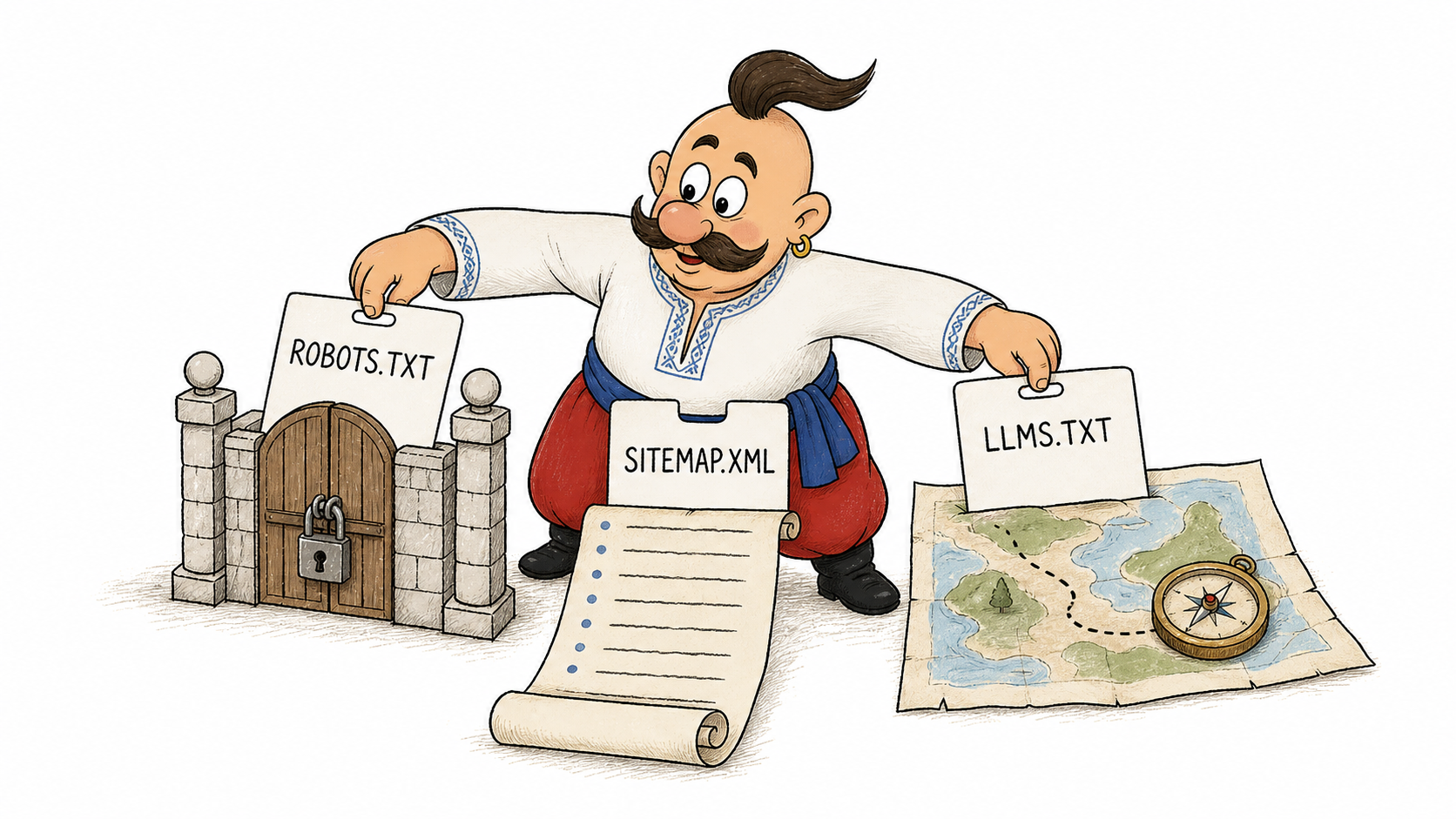 Kozak separates robots.txt, sitemap.xml, and llms.txt into different roles