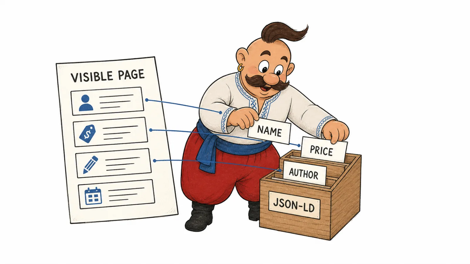 Kozak moves visible page facts into JSON-LD markup