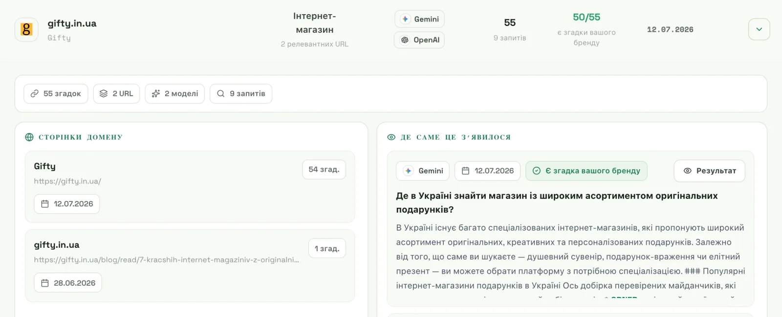 Звіт «Джерела» у VYDAI: які URL цитують AI-відповіді та коли востаннє